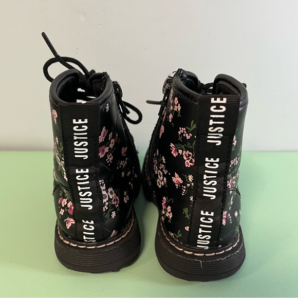 Justice Black with Pink Butterflies & Flowers Booties, Girl size 11 Boots - Picture 8 of 8